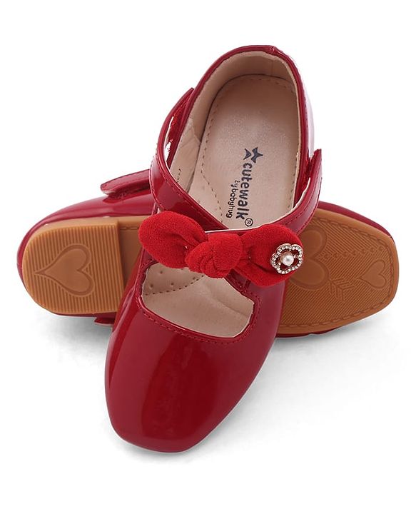 Cute Walk by Babyhug Velcro Closure Ballerina With Bow Applique - Beige