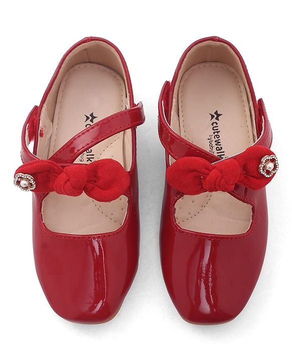 Cute Walk by Babyhug Velcro Closure Ballerina With Bow Applique - Beige