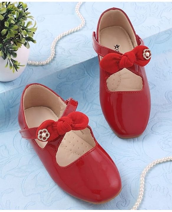 Cute Walk by Babyhug Velcro Closure Ballerina With Bow Applique - Beige