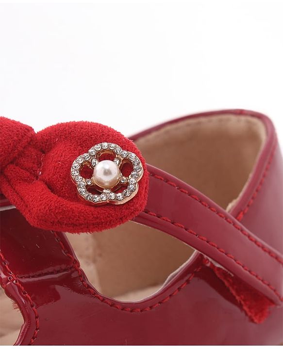 Cute Walk by Babyhug Velcro Closure Ballerina With Bow Applique - Beige