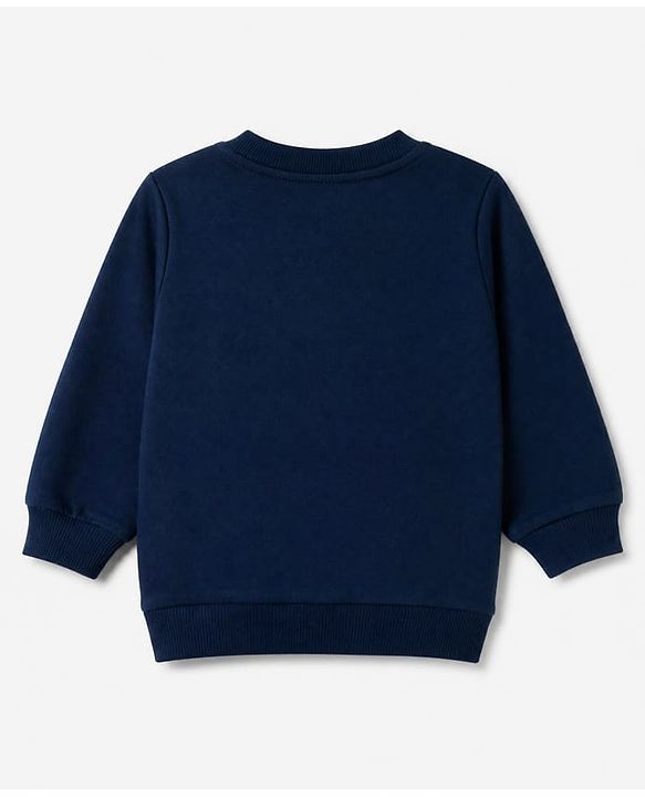 Babyhug 100% Cotton Terry Knit Heavy Gauge Full Sleeves Sweatshirt With Animal & Text Print Pack of 2 - Red & Navy Blue