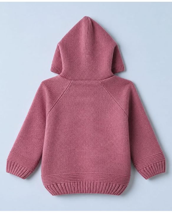 Babyhug Cable Knit Front Open Sweater with Full Raglan Sleeves in Pink