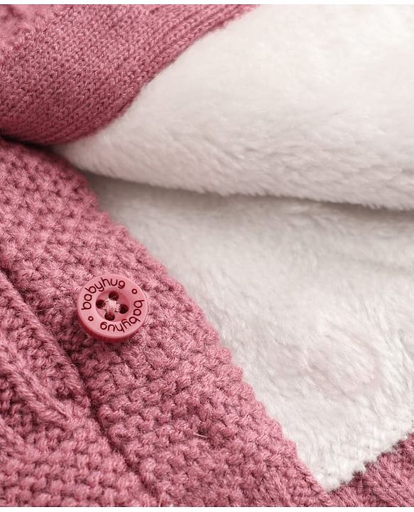 Babyhug Cable Knit Front Open Sweater with Full Raglan Sleeves in Pink