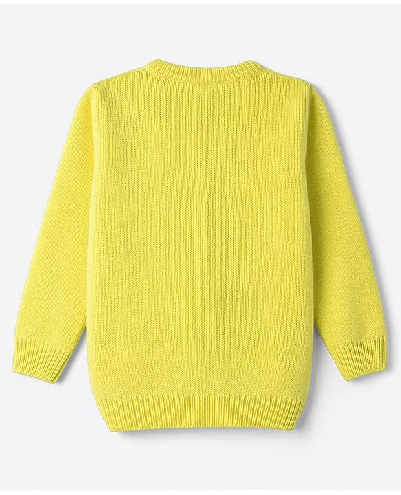 Babyhug Knit Full Sleeves Front Open Sweater With Cable Knit Design & Applique - Lime Green