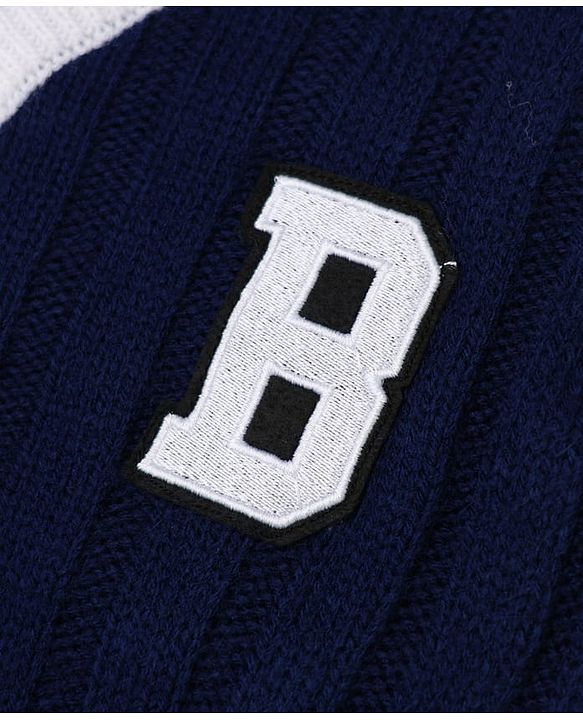 Babyhug Knit Front Open Sweaters with Full Sleeves and B Patch in Navy Blue