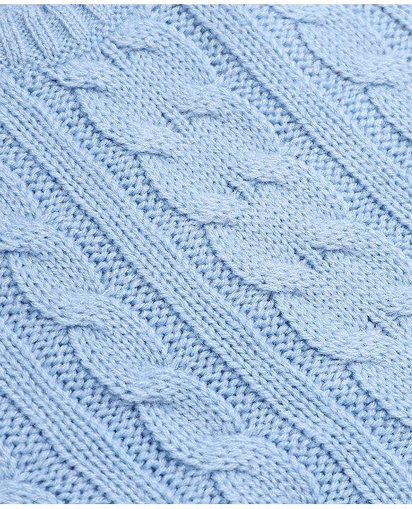 Babyhug Knit Full Sleeves Pullover Sweater with Cable Knit Design - Blue