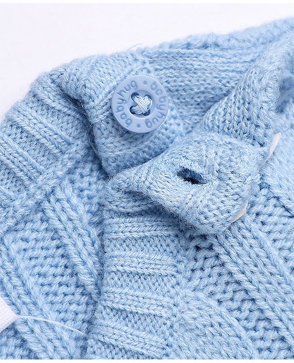Babyhug Knit Full Sleeves Pullover Sweater with Cable Knit Design - Blue