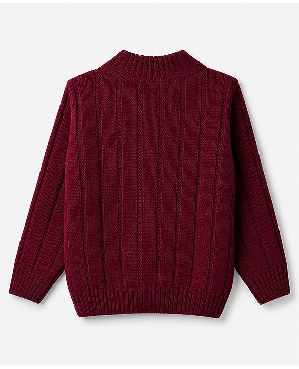 Babyhug Cable Knit Full Sleeves Pullover - Burgandy