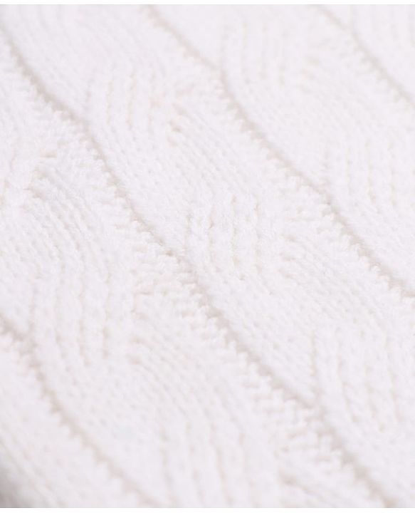 Babyhug Cable Knit Full Sleeves Sweater Set - White & Navy Blue
