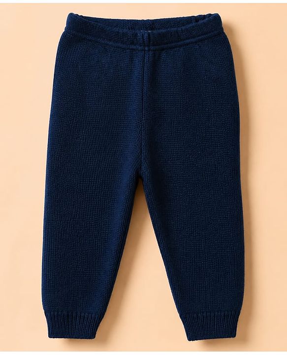 Babyhug Cable Knit Full Sleeves Sweater Set - White & Navy Blue