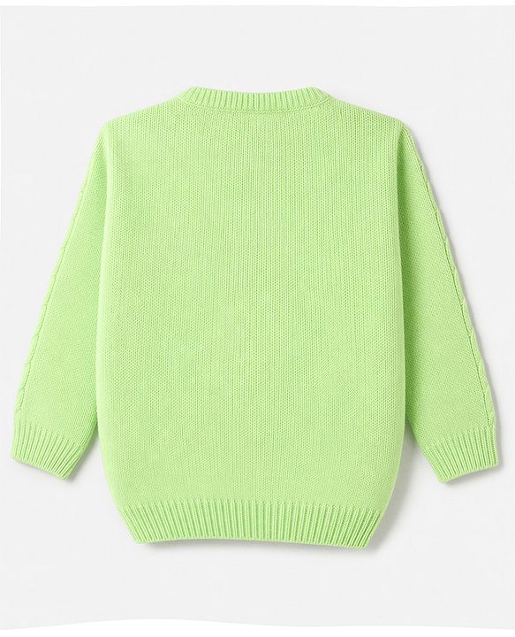 Babyhug Knit Full Sleeves Sweater Set With Cable Knit Design - Green