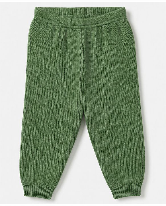 Babyhug Knit Full Sleeves Sweater Set With Cable Knit Design - Green