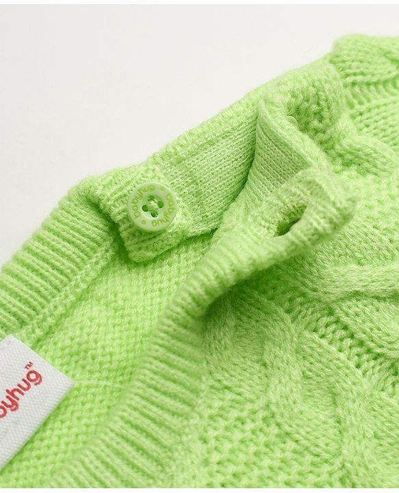 Babyhug Knit Full Sleeves Sweater Set With Cable Knit Design - Green