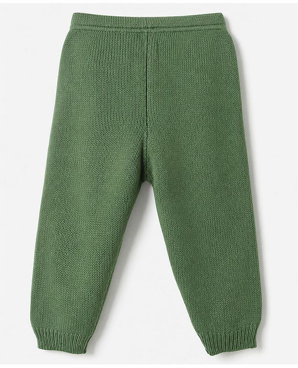 Babyhug Knit Full Sleeves Sweater Set With Cable Knit Design - Green