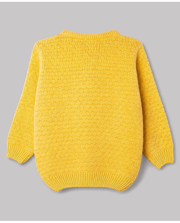 Babyhug Knit Full Sleeves Cable Knit Design Sweater Set - Yellow