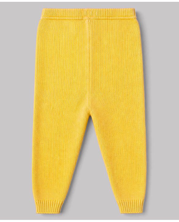 Babyhug Knit Full Sleeves Cable Knit Design Sweater Set - Yellow