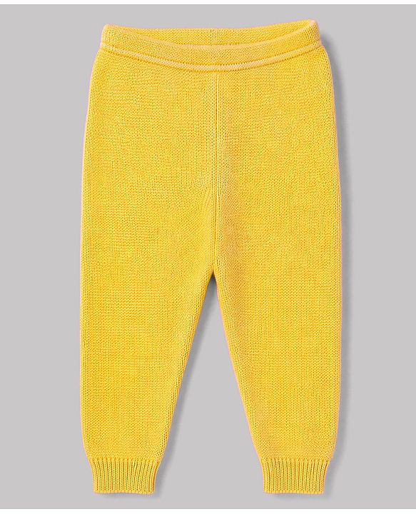 Babyhug Knit Full Sleeves Cable Knit Design Sweater Set - Yellow