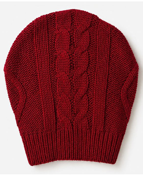 Babyhug Knit Full Sleeves Hooded Winter Wear Romper With Cable Knit Design & Cap -Red