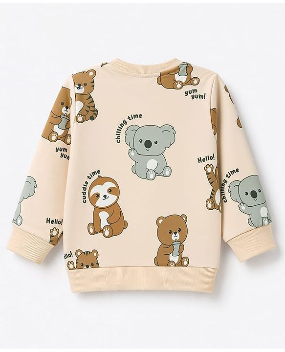 Babyhug Heavy Gauge 100% Cotton Terry Knit Full Sleeves Sweatshirts With Koala and Text Print Pack of 2 - Red & Beige