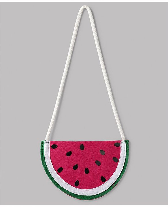 Babyhug 100% Cotton Woven Flared Frock with Half Sleeves and Watermelon Print - Red
