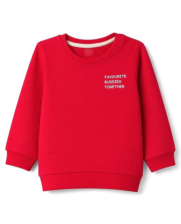 Babyhug 100% Cotton Terry Knit Heavy Gauge Sweatshirt With Full Sleeves and Penguin Print - Red