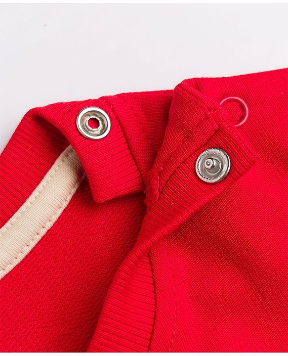 Babyhug 100% Cotton Terry Knit Heavy Gauge Sweatshirt With Full Sleeves and Penguin Print - Red