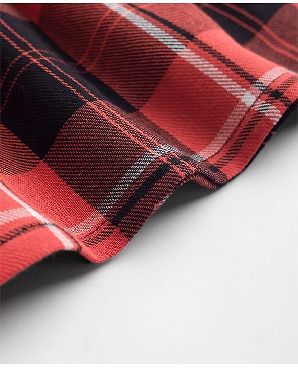 Babyhug Cotton Woven Dress with Full Sleeves and Checked Print -Red