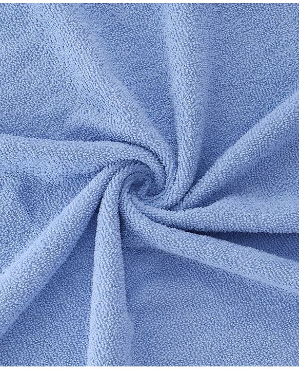 Babyhug Microfiber Cotton Knit Towel With Hood & Embroidery L 74 x B 73 cm - Blue