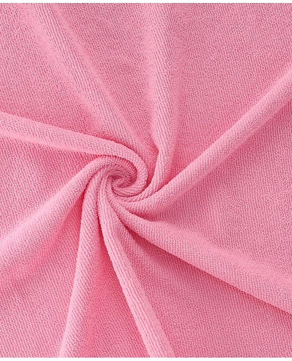 Babyhug Microfiber Cotton Knit Towel With Hood & Embroidery L 74 x B 73 cm - Pink