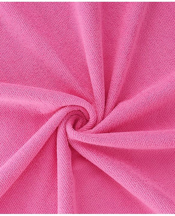 Babyhug Microfiber Cotton Knit Towel With Hood & Embroidery L 74 x B 73 cm - Pink