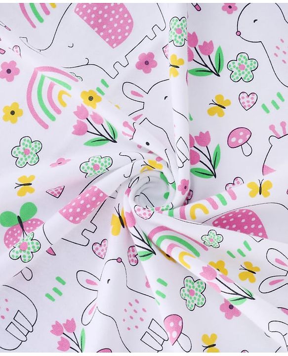 Babyhug 100% Cotton Microfiber Knit Hooded Towel With Butterfly Embroidery L 78 x B 76 cm - Pink