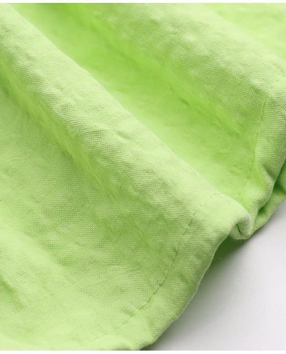 Babyhug Seer-sucker Woven Frock With Half Puffed Sleeves and Frill in Green