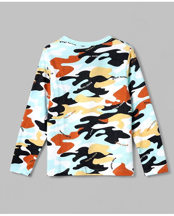 Pine Kids Cotton Knit Full Sleeves Co-Ords T-Shirt & Pyjama Night Suit with Abstract Print - White