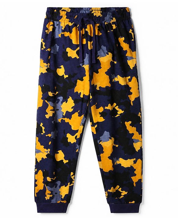 Pine Kids Cotton Knit Full Sleeves T-Shirt & Pyjama Night Suit with Army Fighter Print - Yellow