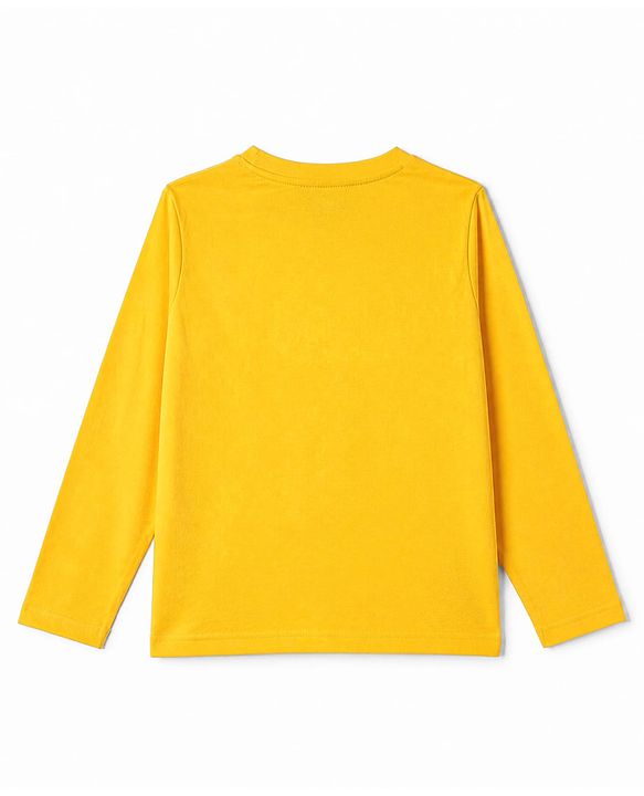 Pine Kids Cotton Knit Full Sleeves T-Shirt & Pyjama Night Suit with Army Fighter Print - Yellow