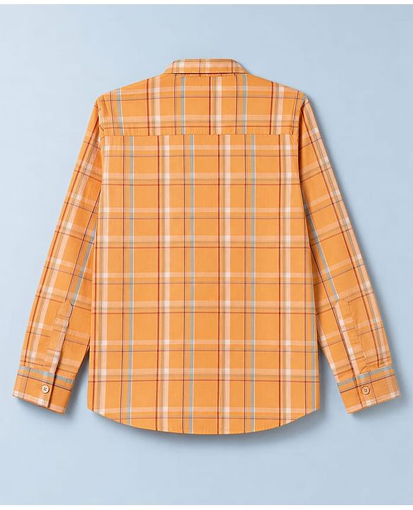 Pine Kids Cotton Woven Checks Twofer Shirt with Full Sleeves - Yellow