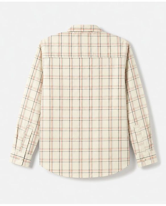 Pine Kids Cotton Woven Checks Shirt and T-Shirt with Full Sleeves and Boston Print - Cream