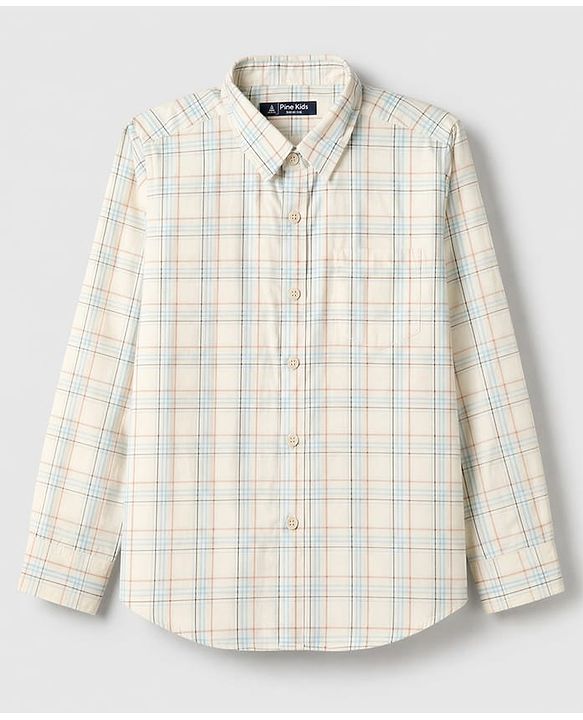 Pine Kids Cotton Woven Shirts and T-Shirt with Full Sleeves and Checks Print in White for 4 -5 Years