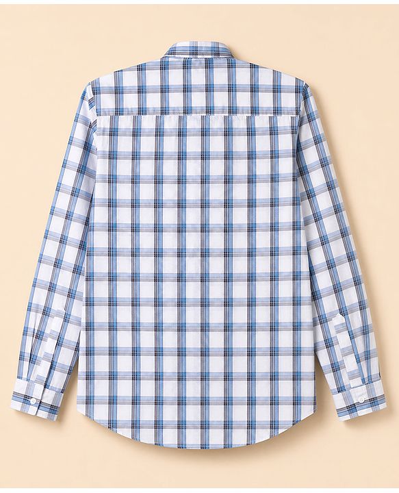 Pine Kids Cotton Woven Full Sleeves Checks Shirt - White