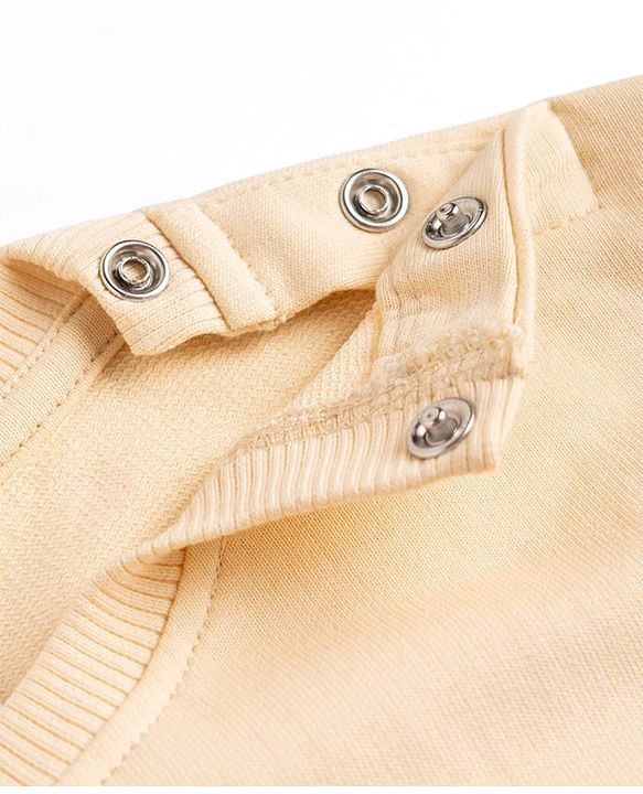 Babyhug Disney Terry Knit Sweatshirt with Full Sleeves and Mickey Mouse Print in Beige for 6-9 Months