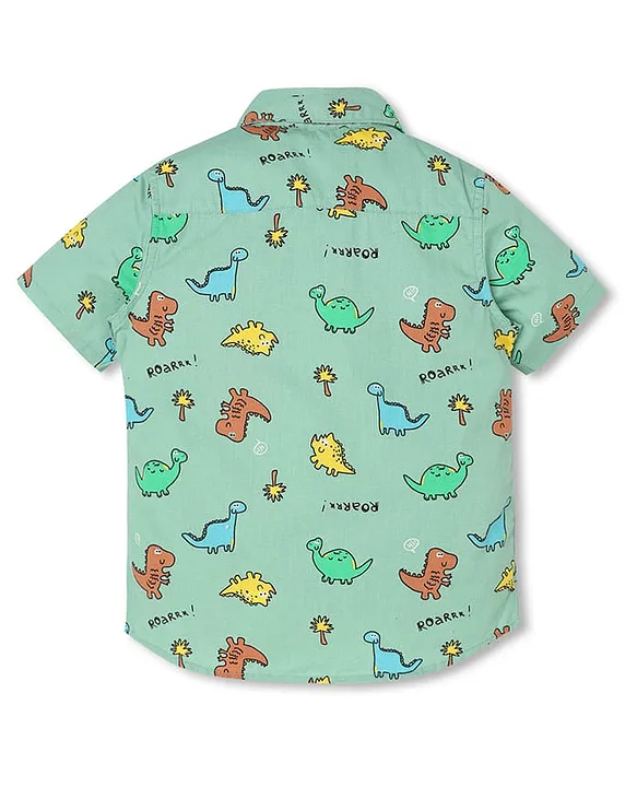 Buy INFINITY Cotton Woven Half Sleeves DInosaurs Printed Shirt