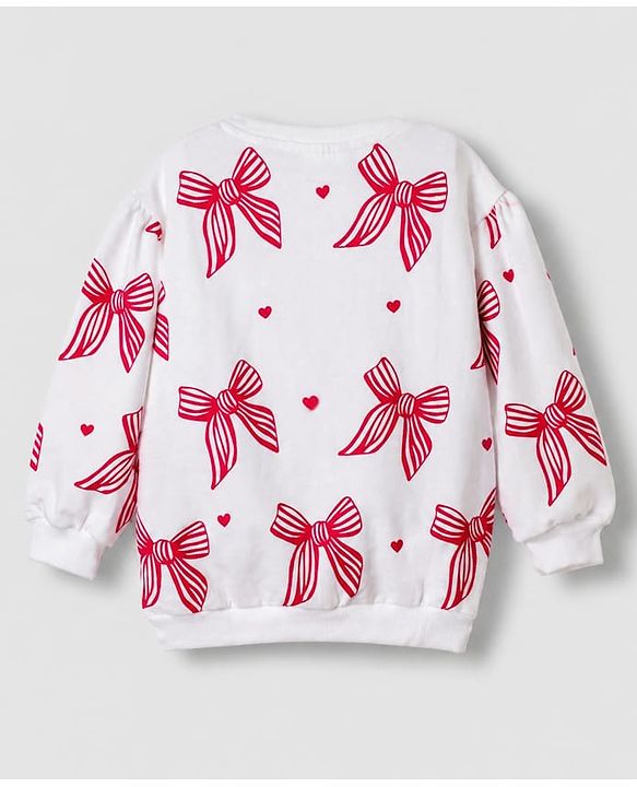 Babyhug Disney 100% Cotton Terry Knit Drop Shoulder Full Sleeves Sweatshirts with Minnie Mouse Print Pack of 2 - Red & White
