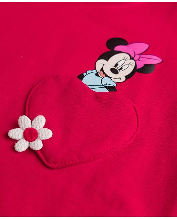 Babyhug Disney 100% Cotton Terry Knit Drop Shoulder Full Sleeves Sweatshirts with Minnie Mouse Print Pack of 2 - Red & White