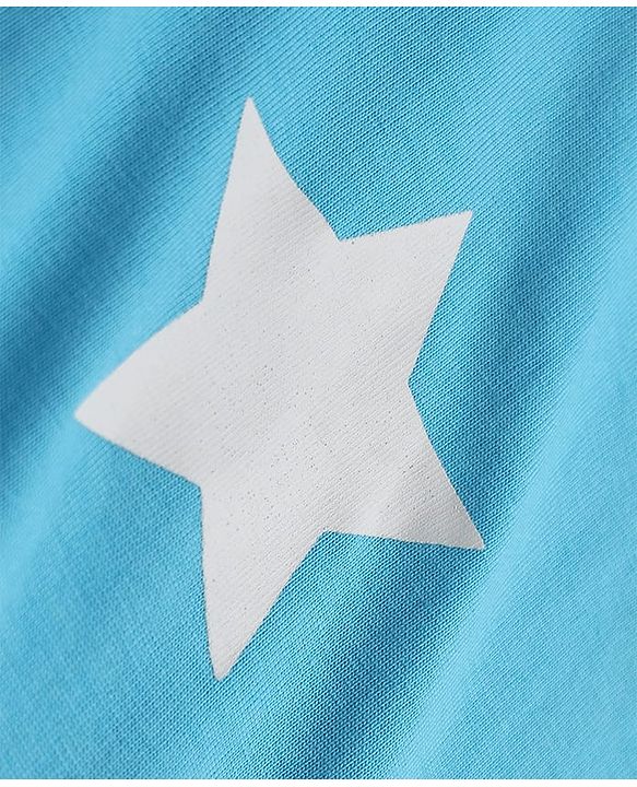 Babyhug 100% Cotton Knit Half Sleeves T-Shirts with Star Print - Blue