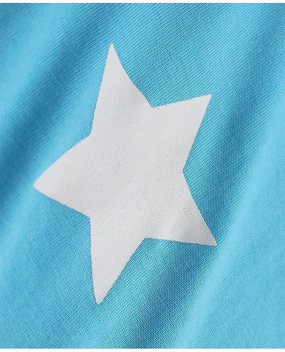 Babyhug 100% Cotton Knit Half Sleeves T-Shirts with Star Print - Blue