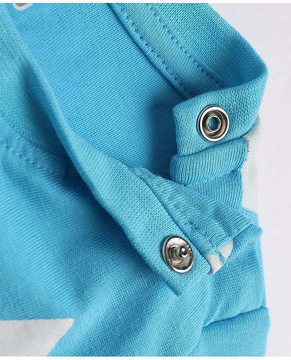 Babyhug 100% Cotton Knit Half Sleeves T-Shirts with Star Print - Blue