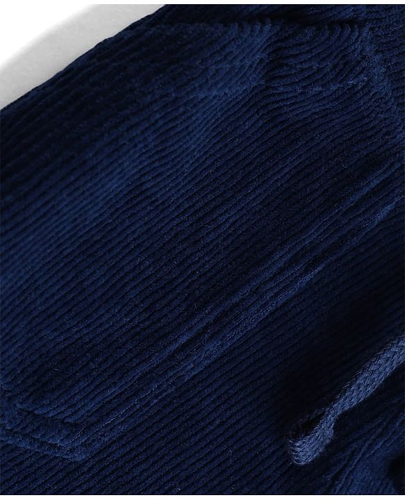 Babyhug Corduroy 100% Cotton Knit Full Length Solid Solid Pant - Navy Blue