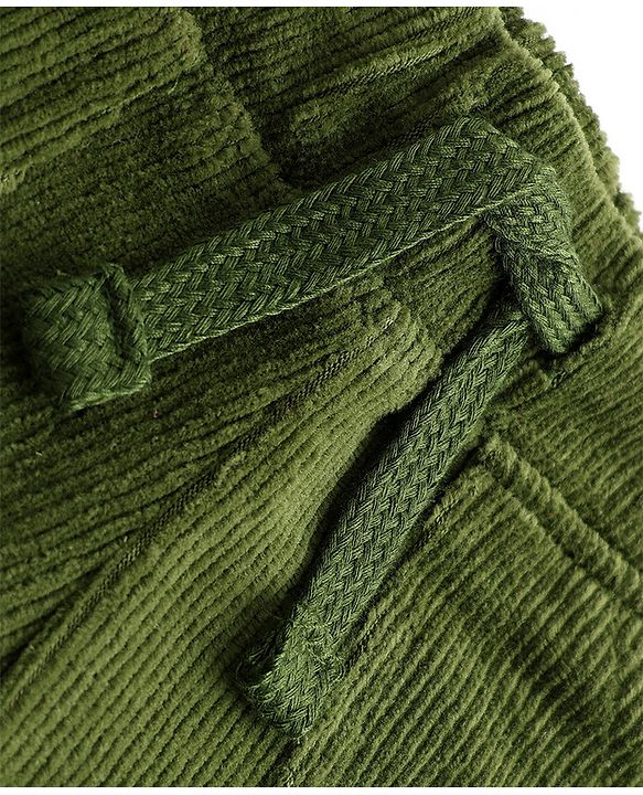 Babyhug 100% Cotton Knit Full Length Corduroy Pants - Olive