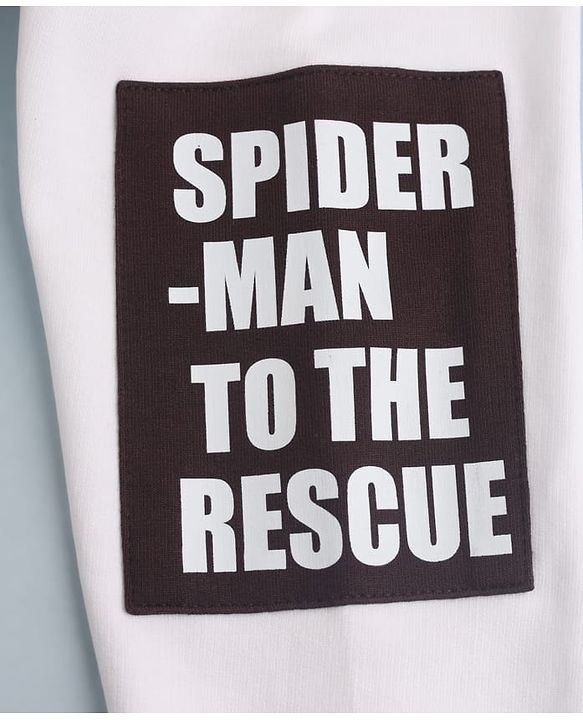 Pine Kids Marvel 100% Cotton Terry Knit Sweatshirt With Full Sleeves And Spiderman Print - White
