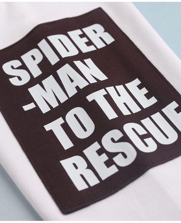 Pine Kids Marvel 100% Cotton Terry Knit Sweatshirt With Full Sleeves And Spiderman Print - White